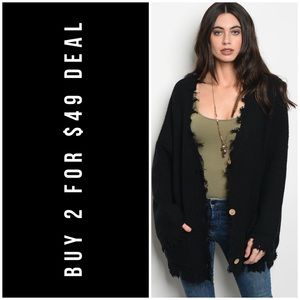 ❄️LAST1️⃣//BLACK RAW EDGE CARDIGAN